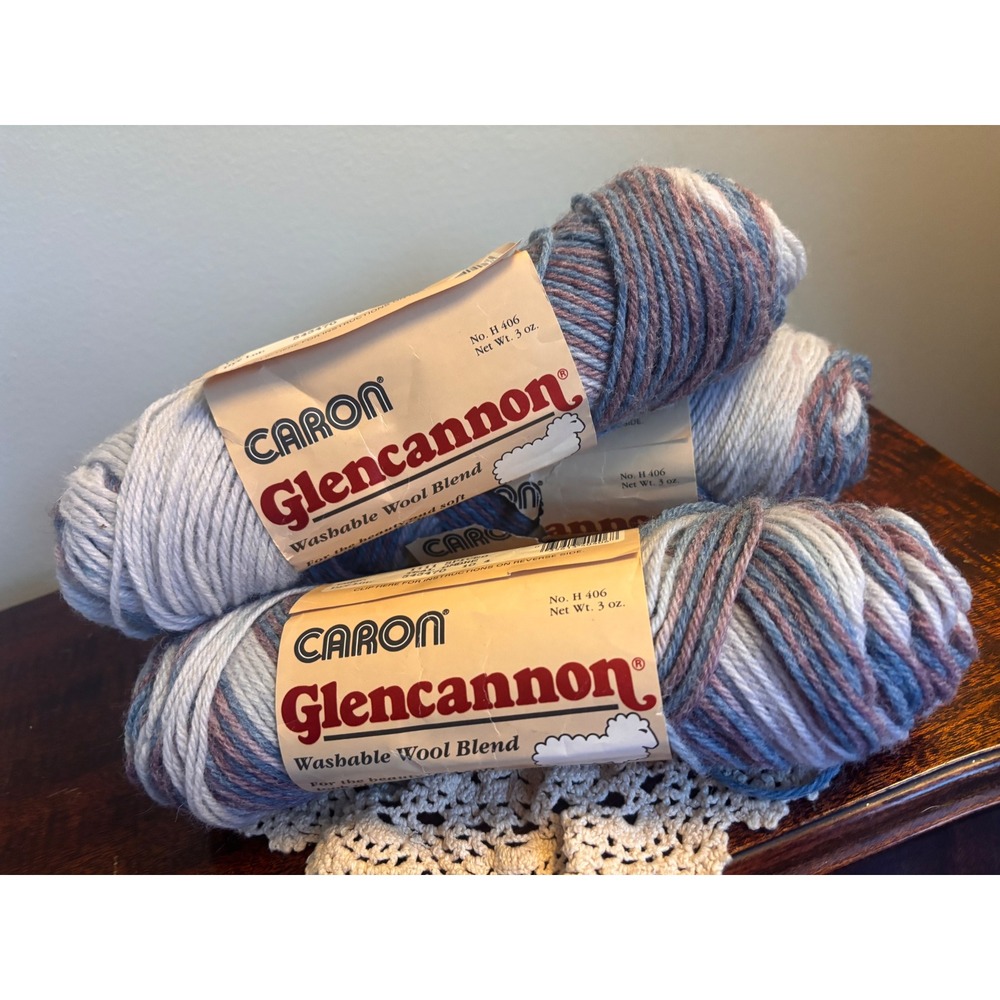 3 Skeins Caron Glencannon yarn vintage wool
